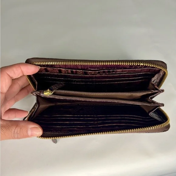 Rare Brahmin Louise Rose Satchel and Wallet Set Snake Croc Embossed Leather - Picture 13 of 15